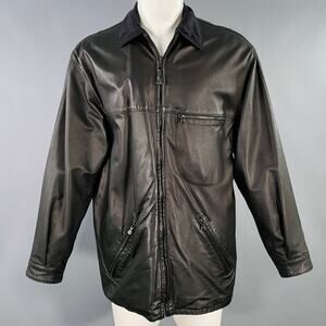 SERAPHIN Size 40 Black Reversible Leather Zip Up Coat